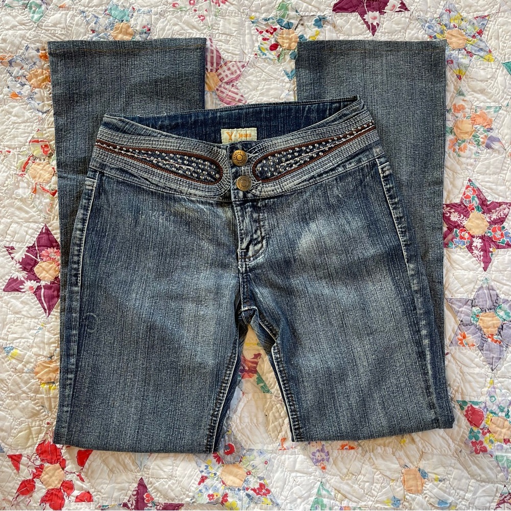 y2k vintage low waisted studded jeans